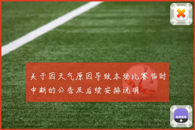关于因天气原因导致本场比赛临时中断的公告及后续安排说明